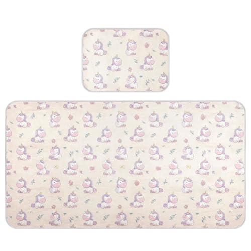 Cute Cartoon Seasons Unicorns Cooling Baby Toddler Mattress 28" x 52" Absorbent Bed Pads Washable for Toddler