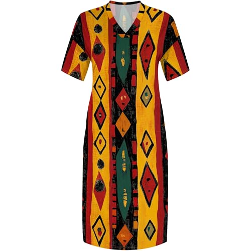 Image of SUZONANA Plus Size Dresses for Curvy Women African Print American Dress Summer Outfits Casual Loose with Pocket
