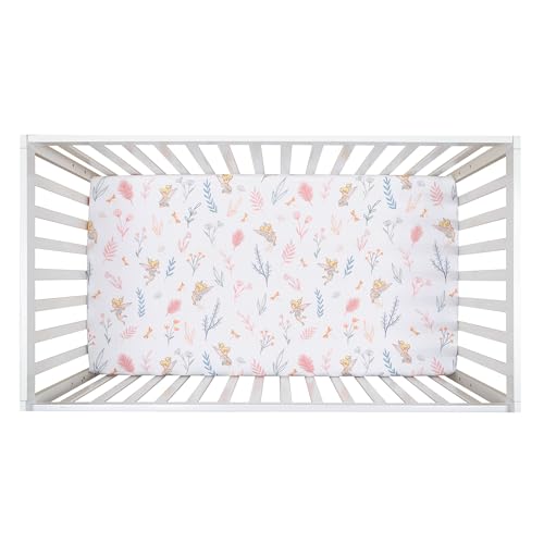 Image of Bedtime Originals Tinker Bell Fitted Crib Sheet - Pink, White, Green, Disney