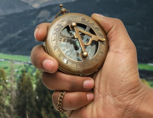Brújula de Latón Vintage Hecha a Mano con Estuche de Cuero miniatura 5