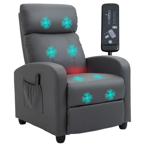 HOMCOM Sillón de Masaje Reclinable Mando a Distancia 68x88x98cm Gris
