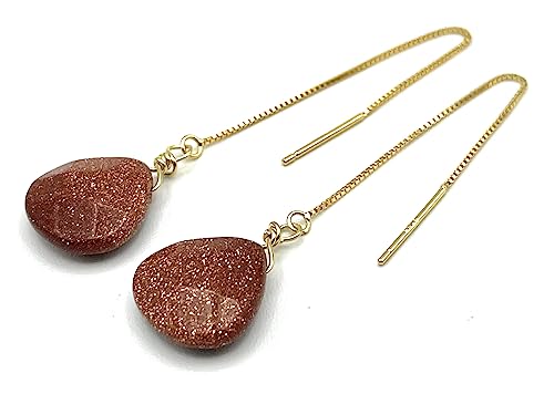Boucles d'oreilles en Argent 925 doré 24 K et Goldstone, le cadeau idéal pour femme
