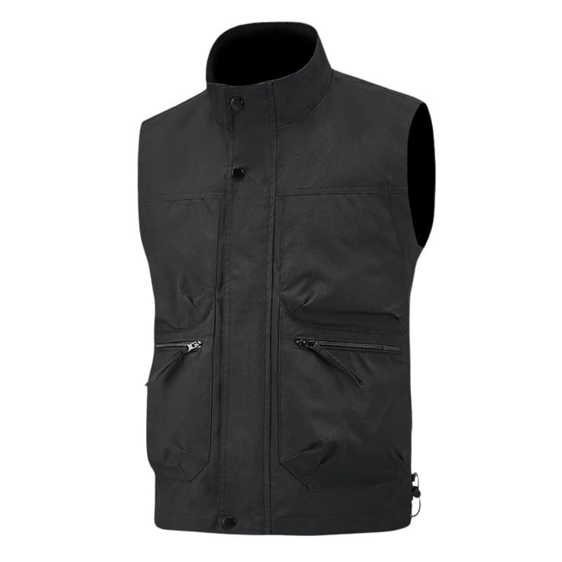 elaccent Men's Fashion Workwear Sleeveless Jacket with Pockets and Button Closure-picture-23