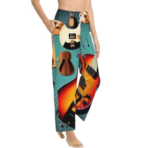 Flanelle pyjama baggy à imprimé guitare thermique et ample - 2