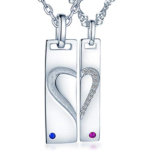 Unendlich U-Colgante Pareja de Plata de Ley 925 Tarjeta Militar y Colgante Dog Tag de Corazón, Circonitas con Incrustaciones Amor Regalo de San Valentín para Hombre y Mujer