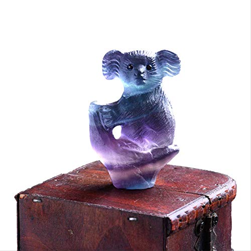 LILOVE Fluorite Crystal Tree Koala Bear Koala Bear Hand Carved Sculpture Home Decorations