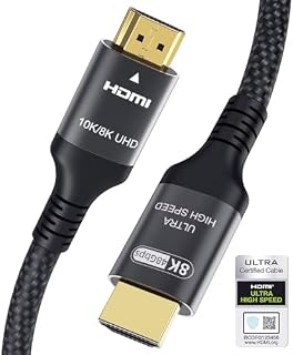 Certyfikowany kabel HDMI 2.1 8K 4m, 48Gbps Ultra High Speed 4K 144Hz 120Hz 8K 60Hz 4:4 eARC DTS:X Dolby Atmos Dynamiczny HDR HDCP2.3 kompatybilny z MacBook Pro 2021 Gaming PC OLED TV Roku