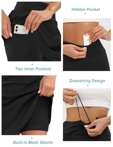 LouKeith 19" Knee Length Skorts Skirts for Women Tennis Skirts Athletic Golf Skorts Casual Workout Skirt with Shorts Pockets4