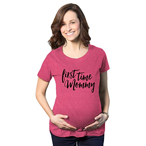 Maternity First Time Mommy Pregnancy T Shirt Cute Belly Bump Tee Mother to Be Funny Graphic Pregnancy Tee Mothers Day Maternity Wear Maternity Shirts Pink XL