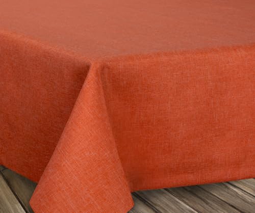 BEAUTEX Tovaglia resistente alle macchie e senza stirare, effetto loto, biancheria da tavola effetto lino, dimensioni e colori selezionabili, rettangolare, 110 x 220 cm, terracotta