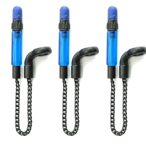 TJR Tackle 3 bobine indicatori di abboccata a catena semi corta da 15 cm, attrezzatura per la pesca alla carpa, per avvisatori di abboccata e bastoni da banco (blu)