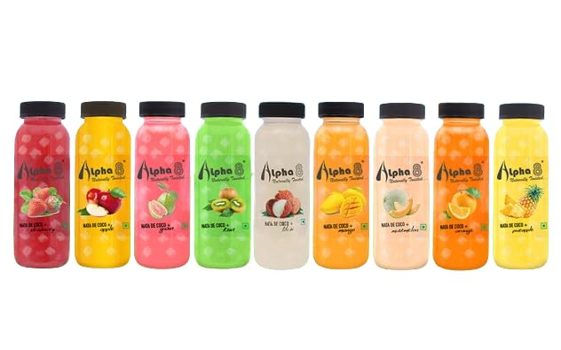 Image of ALPHA 8 Natural Energizer & Immunity Booster, Healthy Juice, High Fiber, Real Natural Taste Juice (Mix (Combo), Pack of 24)