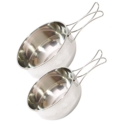 VANZACK Collapsible Camping Bowl Set Stainless Steel Folding Handle Portable Food Bowl for Outdoor