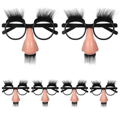 Toyvian 6Pcs Disguise Glasses with Funny Nose Halloween Costume Party Eye Glasses with Eyebrows and Mustache, Party Prop for Costume Halloween and Birthday Parties