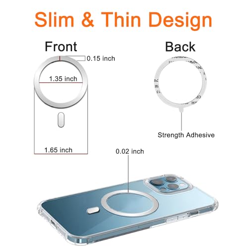 Image of COJOC 3PCS for Magsafe Ring Sticker,Universal Magnetic Conversion Adapter Compatible with Wireless Charging Accessories for iPhone 16 /15 /14 /13 Pro Max Mini, Galaxy Series and Phone Case,Silver