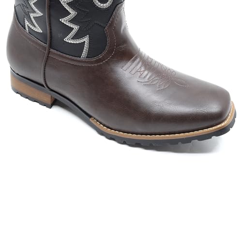 Image of Metrocharm Men's Cowboy Western Embroidered Square Toe Boots WESTERN-03