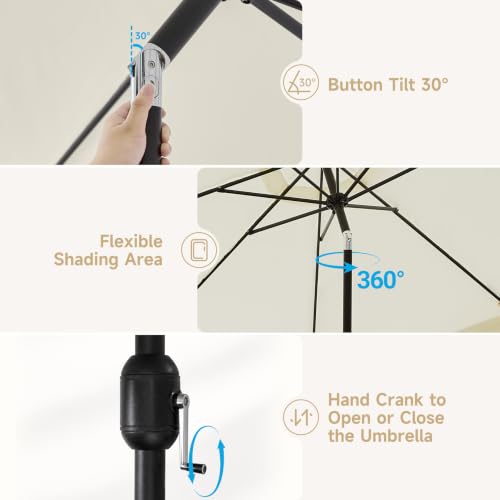 Kbrellaoutlets 9FT Scalloped Patio Umbrella with Crank & Tilt, Wind Vent,UV-Resistant Outdoor Umbrella with Wavy Trim,Wind Resistant Patio Umbrella for Terrace,Courtyard,Lawn by Kbrellaoutlets - Used condition - Image 2