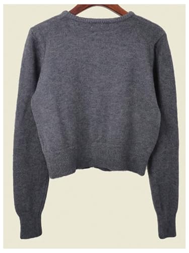 SHENHE Women's Crewneck Button Down Long Sleeve Cardigan Loose Casual Sweater Top2