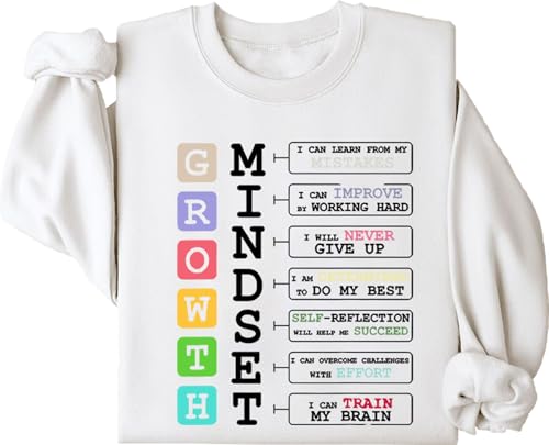 Growth Mindset Sweatshirt Positive Growth Mindset Hoodie Long Sleeve Casual Hoodie Pullover