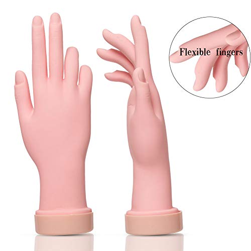 Aoraem Nail Practice Hand Flexible Soft Plastic Mannequin Trainning Hand Nails Tips Art Trainer Manicure Practice Hand Tool（2Pcs） #TOP1