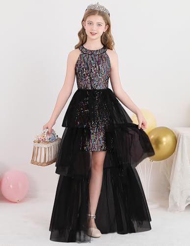 Girls' Special Occasion Dresses Pageant Sequin for Birthday Party Graduation Formal Dresses Size 10-12 Black3
