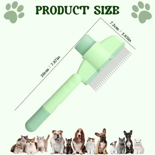 Image of Pet Hair Removal Flea Comb, Dog Cat Hair Grooming Flea CombFloat Remover Brush, One-Click Release Button Self-Cleaning DeShedding CatHair Removing Matted Fur Detangling Comb