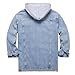LZLER Men's Jean Jacket Hoodie Classic Casual Loose Fit Long Sleeve Trucker Coat Denim Jacket with Hood(800Light Blue,L)