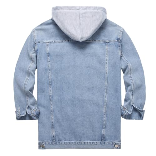 LZLER Men's Jean Jacket Hoodie Classic Casual Loose Fit Long Sleeve Trucker Coat Denim Jacket with Hood2