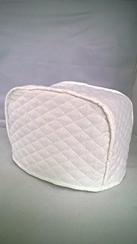 2 Slice Toaster Cover (12"x7.5"x8") / Quilted Double Faced Cotton, White image 2