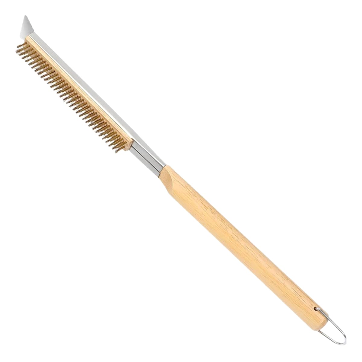UDSKNV[KSL Pizza Oven Cleaning Brush, Wooden Handle, Bristles, Copper Brush for Oven Cleaning