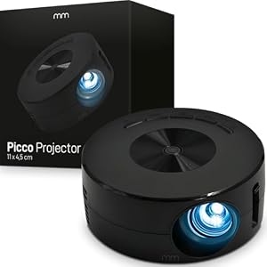MikaMax Picco Projektor - Mobiler Heimkino-Beamer - Powerbank-kompatibel - Kompakt & tragbar - 11 x 11 x 4, 5 cm - Schwarz