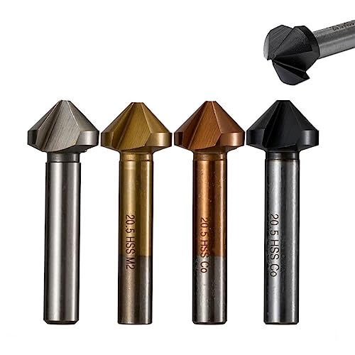 Fraise à chanfreiner 90° 3 flûtes en acier M2 revêtu de titane de 6,3mm pour usinage propre