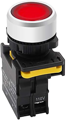 mxuteuk Red LED Light Voltage 110V-220V 22mm 1NC Waterproof IP65 SPST Momentary Push Button Switch 10A 600V LA155-A1-01D-R