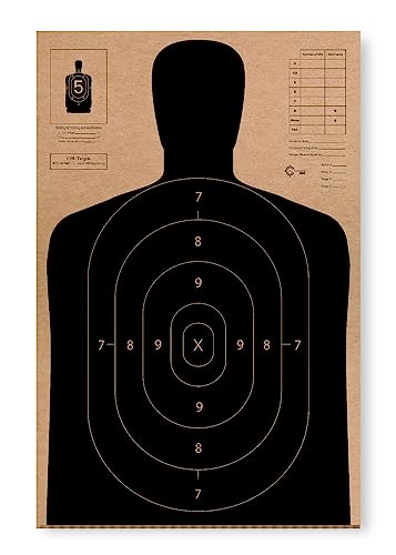 Cardboard Shooting Targets, 50 Yard Police Silhouette Shooting Target, Targets for Shooting Range (25 Target Pack, 21.5