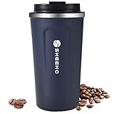 SHEEHO 真空タンブラー コーヒーマッグ マグカップ保温保冷タンブラー ステンレス製 蓋付き コーヒーカップ 車用タンブラー 6時間保温効力 蓋付き 持ち運び フリップ 蓋 おしゃれ プレゼント 誕生日 ギフト (ネイビー, 510ML)