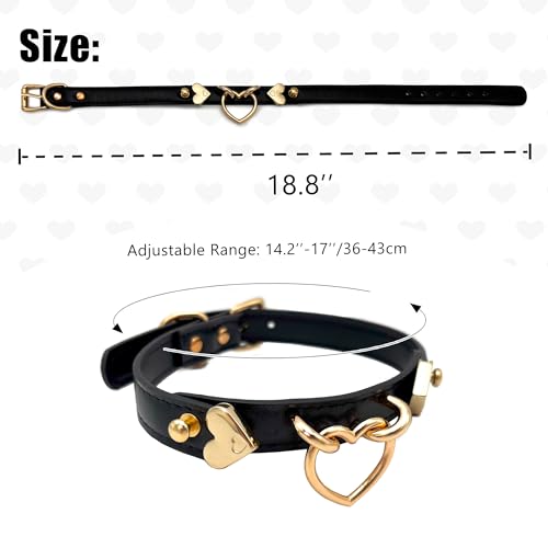 Handmade Leather O-Ring Choker Necklace for Women - Adjustable Punk Gothic Collar with Gold-Tone Accents4