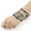 Ensoul Arrow Stripe Silver/Antique Gold/Antique Silver/Hem/Black Mixed Metal African Indian Bangles Set of 16 #3