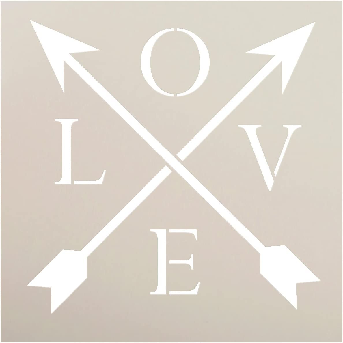 Ivana's Love with Crossbar Arrows Stencil | Reusable Mylar Template | Use for Painting Rustic Signs on Pallets, Wood and Pillows | DIY Home Decor - Size … (9" x 9")