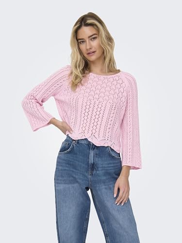 ONLY Damen Onlnola Life 3/4 Pullover KNT Noos, Candy Pink, L 3