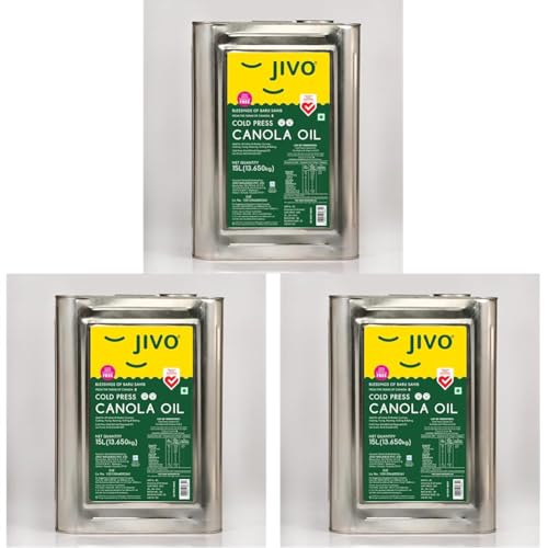 Image of JIVO Canola Cold Press Oil,Cooking Oil 15 LTR | Cooking Oil for Daily use | Recommended by Indian Medical Association | (Pack of 3)