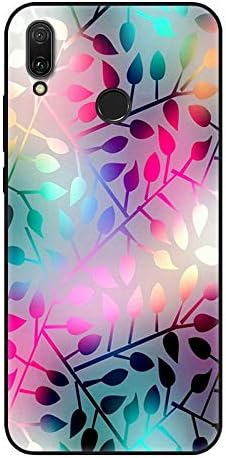 Aksuo for Huawei Y9 2019 Black Case , Women Girls boy Men Printed Black Design Plastic Case with TPU Bumper Protective Cover,Colored Leaves