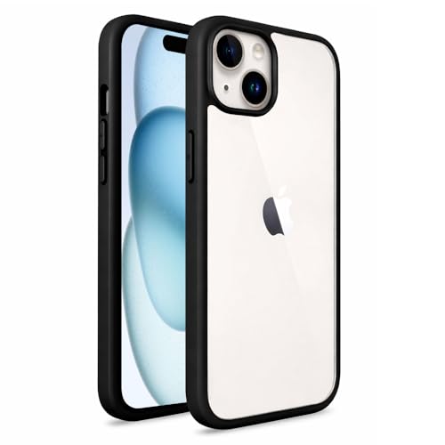 Image of amazon basics Shockproof Ultra Hybrid Back Cover for Apple iPhone 15 | 360 Degree Protection TPU+PC | Crystal Clear Hard Back | Transparent Back Case for Apple iPhone 15 (Black Bumper)