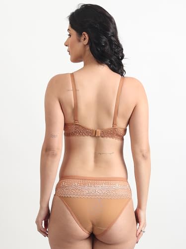 Image of SGC SWEDEN Women's Lingerie Set | Lace Fabric Lightly Padded Non Wire Push-Up Bridal Bra Panty Lingerie Set