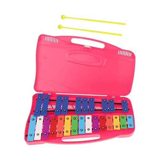 LOVIVER Xilófono de 25 Notas con Estuche para Principiantes Instrumentos de Percusión para Adultos en Edad Preescolar, Rosado