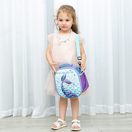 Wernnsai Mermaid Lunch Bag - 3D Insulated Lunch Box For Girls School Picnic Shopping Lunch Shiny Crossbody Waterproof Reusable Lunch Thermal Tote Handbag With Detachable Strap #TOP4