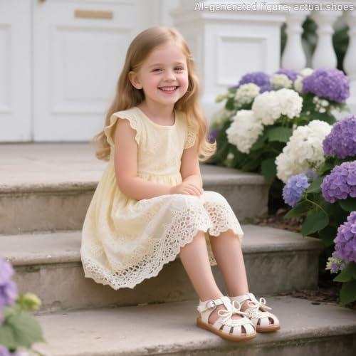 Image of Flaryzone Girls Sandals Closed Toe Summer Flats Dress Sandals Shoes Toddler /Little Kid
