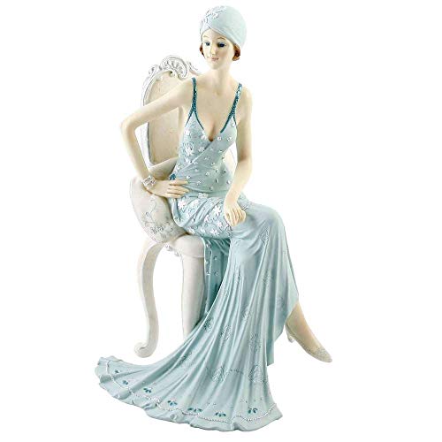 Art Deco Broadway Belles Señora estatuilla. Azul Teal Color # 78