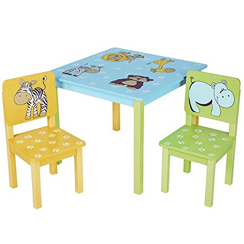RONGW JKUNYU Dining Chair Kid's Study Desk Chair Set Childrens Table And 2 Chairs- Indoor & Outdoor Furniture Nursery Activity Table Chairs (Color : Color, Size : 60x50/53x28cm)