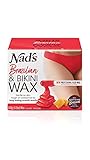 Nad's Brazilan & Bikini Wax Kit - Wax Hair Removal For Women - Body Wax Specifically For Coarse Hair - At Home Waxing Kit With Hard Wax + Calming Oil Wipes + Wooden Spatula
