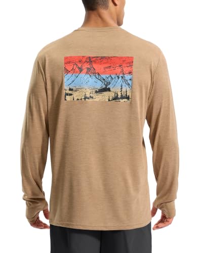Pudolla Men's UPF 50+ Long Sleeve Sun Shirts(Dark Khaki 3X-Large)